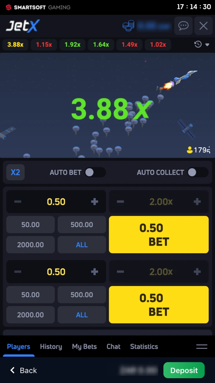 Start placing your bets at 1win JetX.