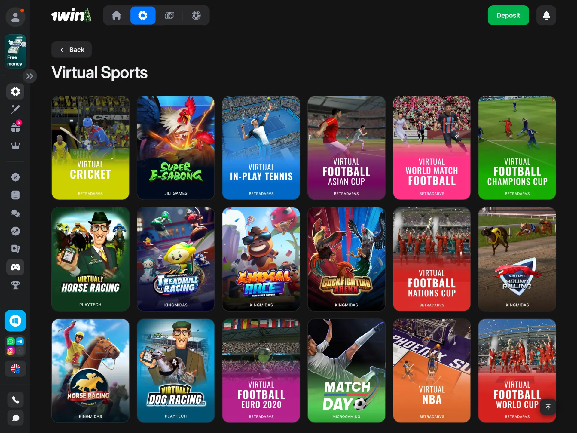 Discover the full range of virtual sports providers available at 1Win.