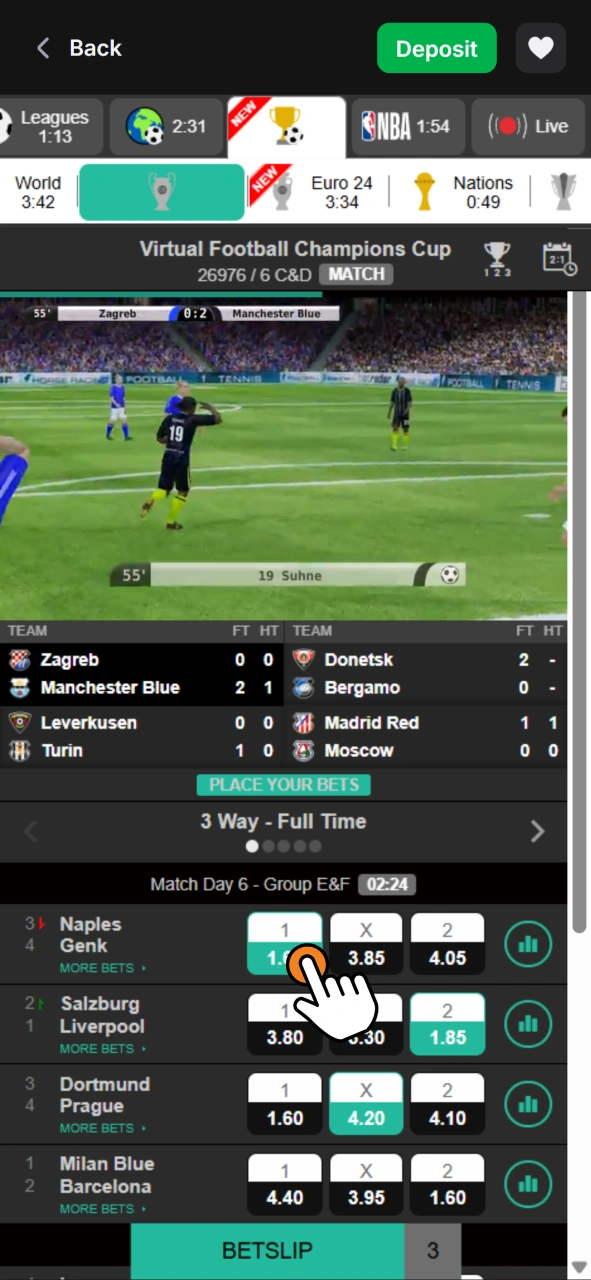 Pick your odds to place a winning bet on 1Win matches.